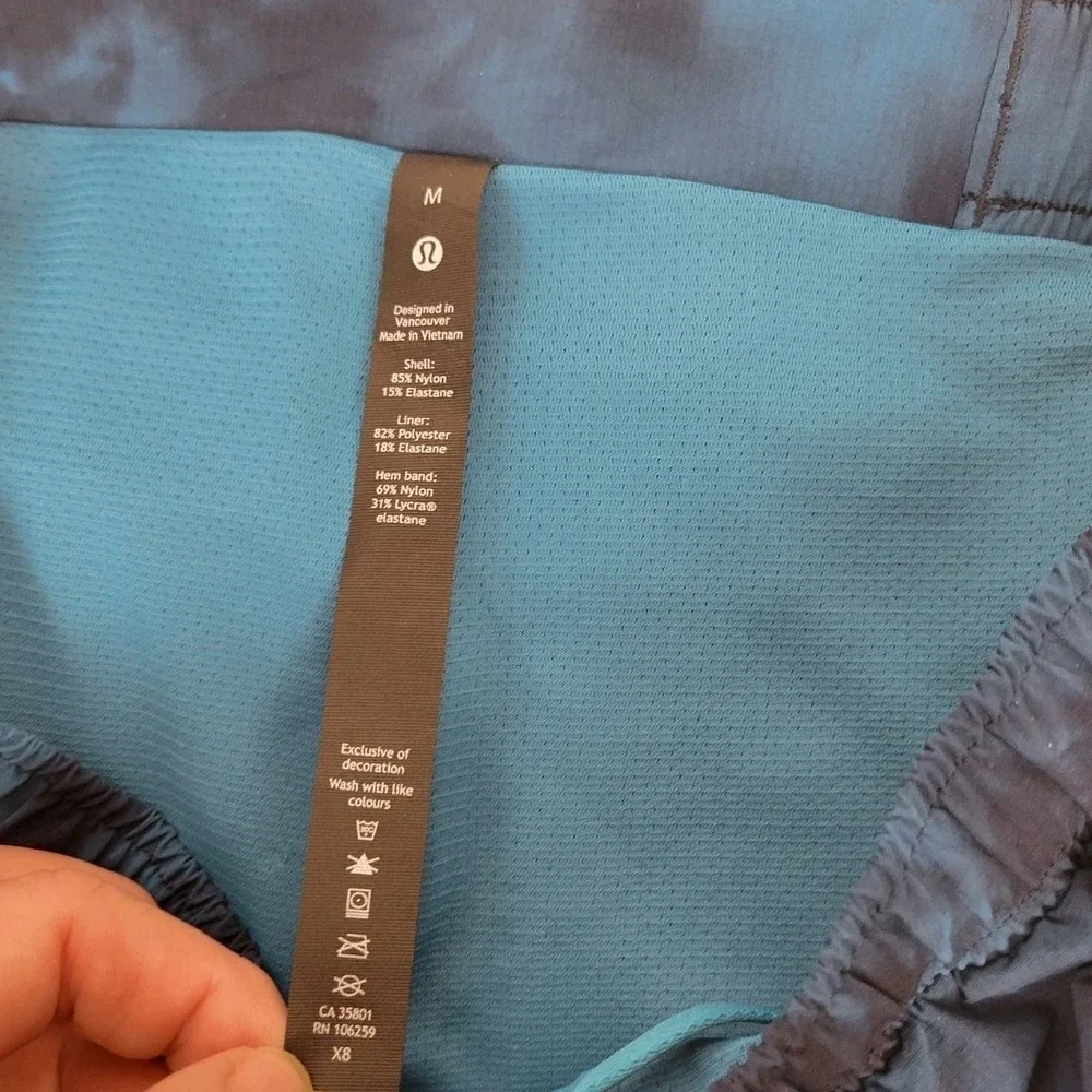 Lululemon Men's Surge Lined Shorts M blue tie-dye‎ reflective details